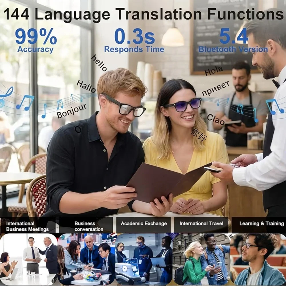 AI Smart Glasses with Camera, 8MP HD Bluetooth Camera Glasses